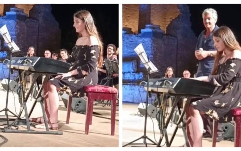 rosario-fiorello,-la-figlia-angelica-si-esibisce-al-teatro-antico-di-taormina-video